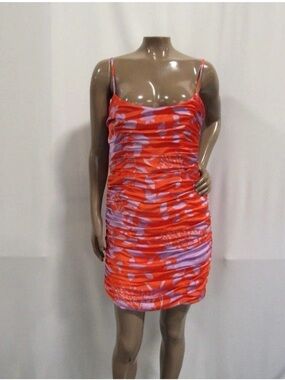 Hutch Orange and Purple Ruched “Reggy” Dress with Back Bow – Size 6